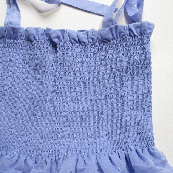 NWT Hill House Elise Nap in Hyacinth Organza Dot Smocked Maxi Dress XS - Picture 3 of 11